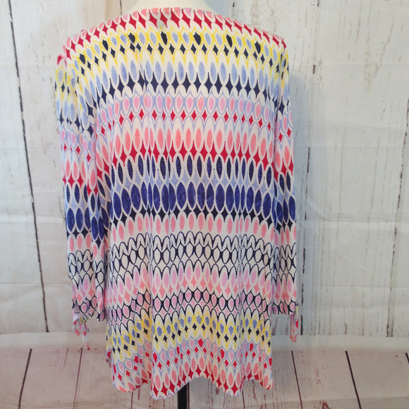 Talbots Multi Color Large Geo Print Tunic Blouse - Picture 4 of 8